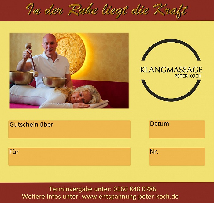 Gutschein, Massage, Relax, Klangmassage